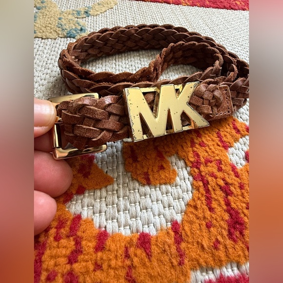 Michael Kors Tan Braided Belt with Gold Buckle - Picture 1 of 7